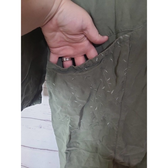 J. Jill Green Pocket 100% Tencel Long Sleeve Maxi Dress Womans Size Medium - Picture 3 of 5